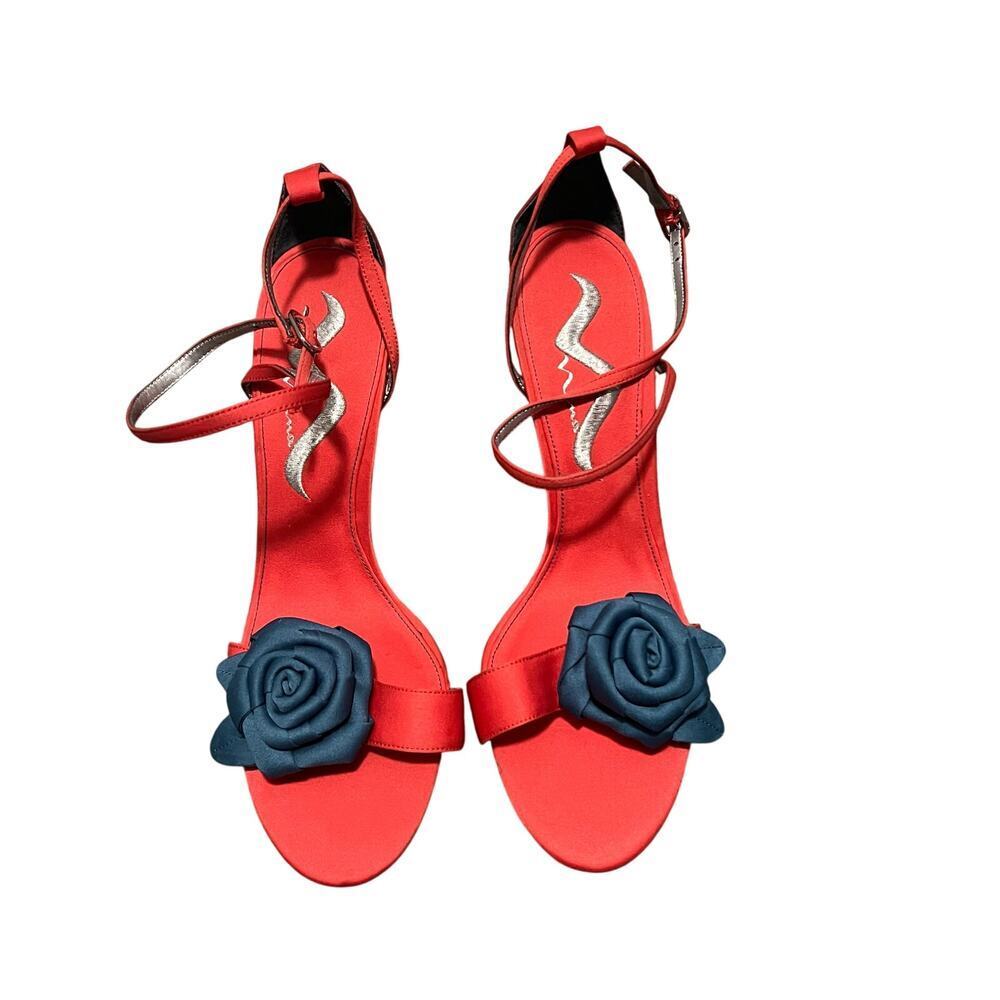 Nina Orange and Blue High Heels Size 8